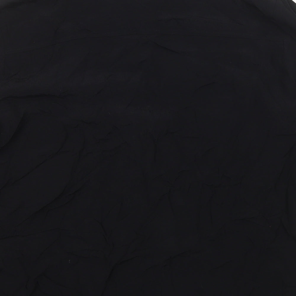 Marks and Spencer Womens Black Viscose Basic Button-Up Size 6 Collared