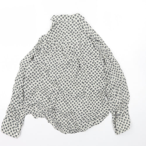Marks and Spencer Womens Ivory Geometric Viscose Basic Button-Up Size 6 Collared