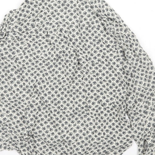 Marks and Spencer Womens Ivory Geometric Viscose Basic Button-Up Size 6 Collared