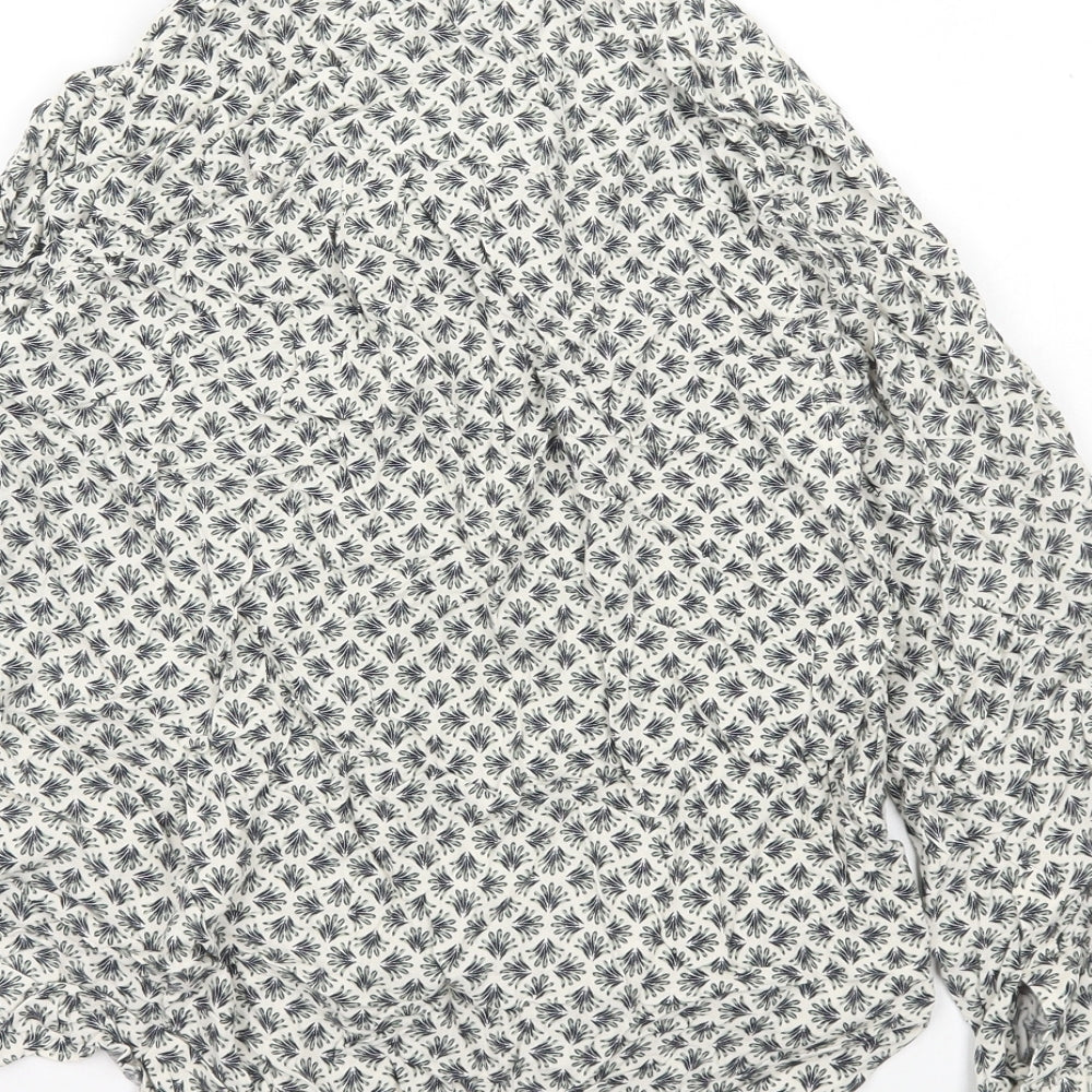 Marks and Spencer Womens Ivory Geometric Viscose Basic Button-Up Size 6 Collared