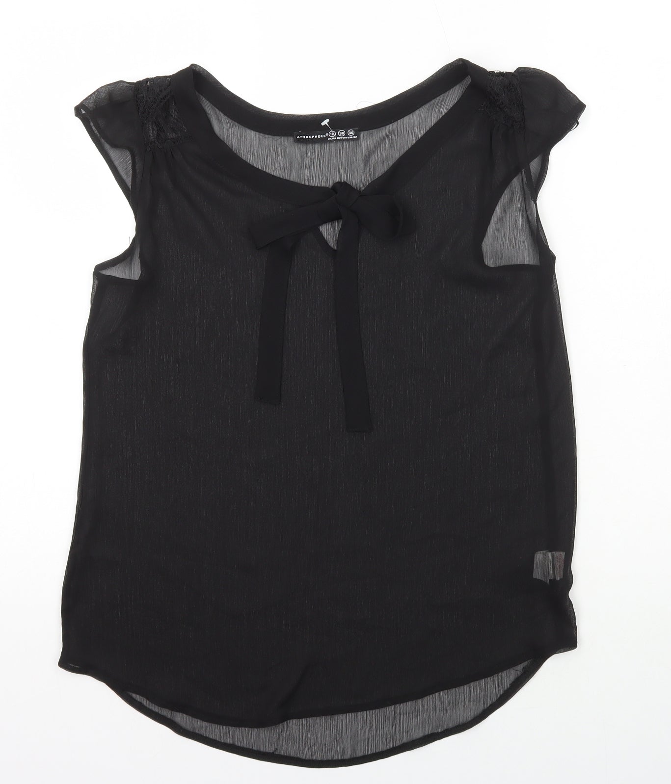 Primark Womens Black Polyester Basic Blouse Size 10 Round Neck