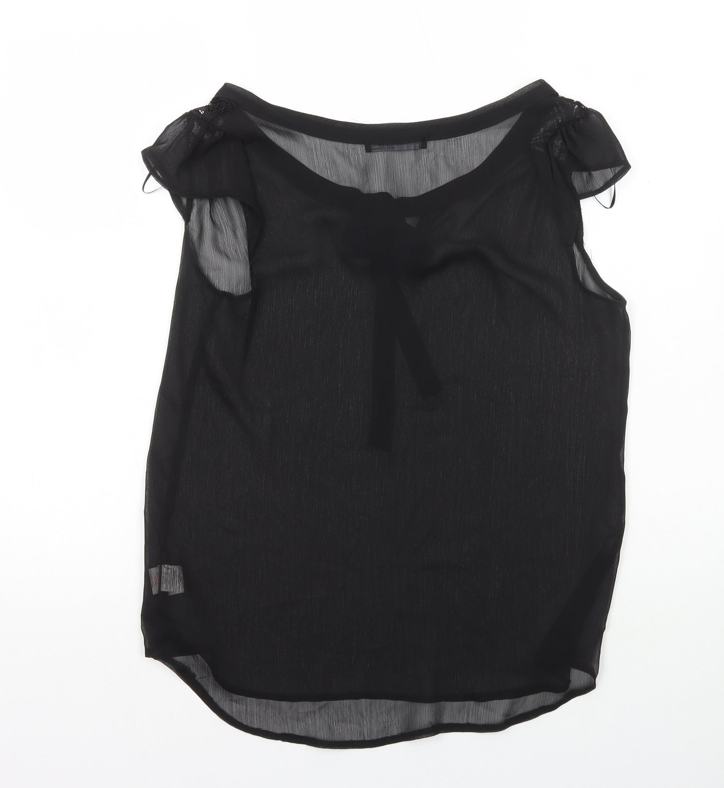 Primark Womens Black Polyester Basic Blouse Size 10 Round Neck