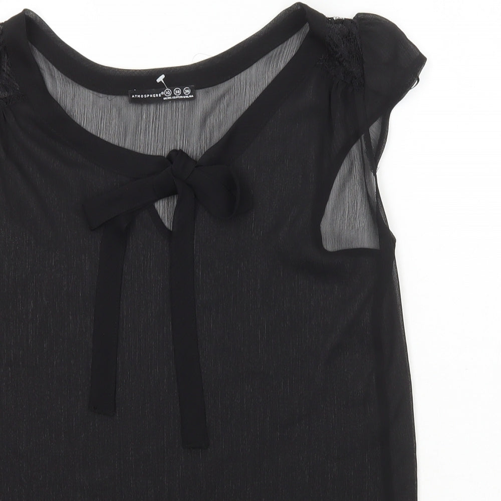 Primark Womens Black Polyester Basic Blouse Size 10 Round Neck