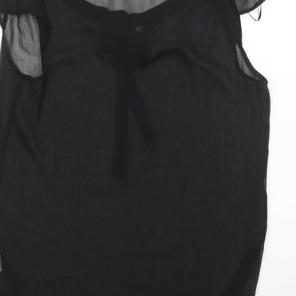 Primark Womens Black Polyester Basic Blouse Size 10 Round Neck