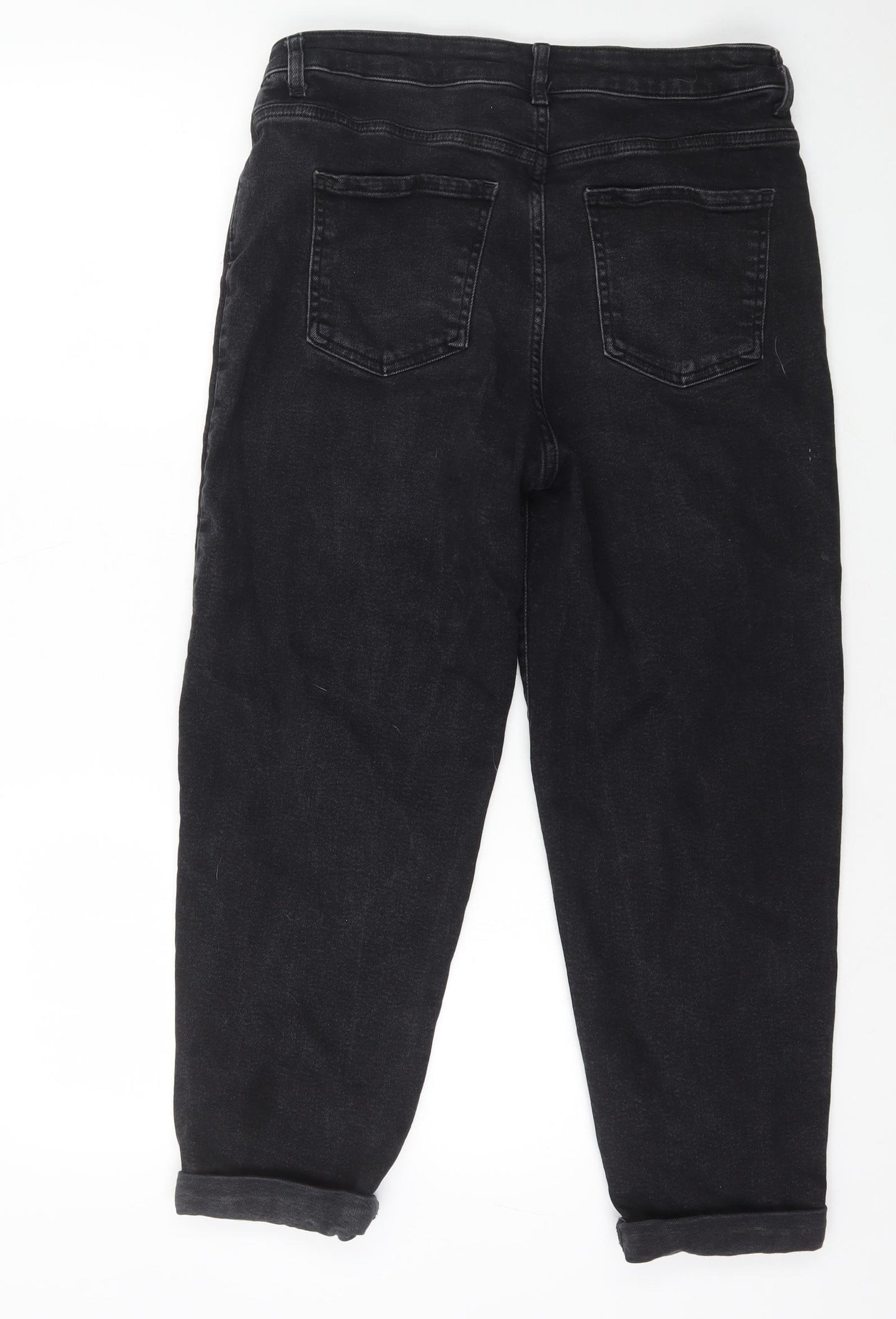 George Womens Black Cotton Mom Jeans Size 16 L23 in Regular Zip