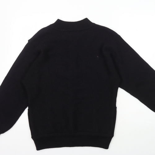 Emreco Womens Black Mock Neck Acrylic Cardigan Jumper Size 6