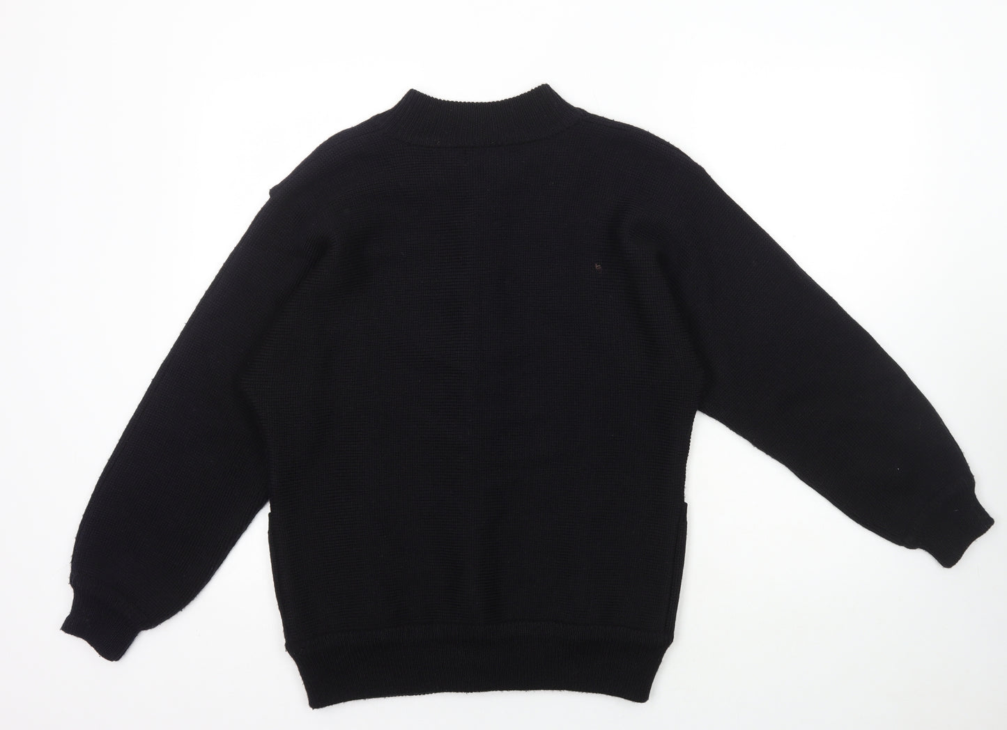 Emreco Womens Black Mock Neck Acrylic Cardigan Jumper Size 6