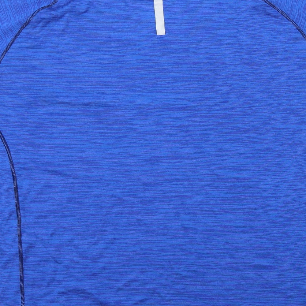 Souluxe Mens Blue Polyester Basic T-Shirt Size L Round Neck Pullover