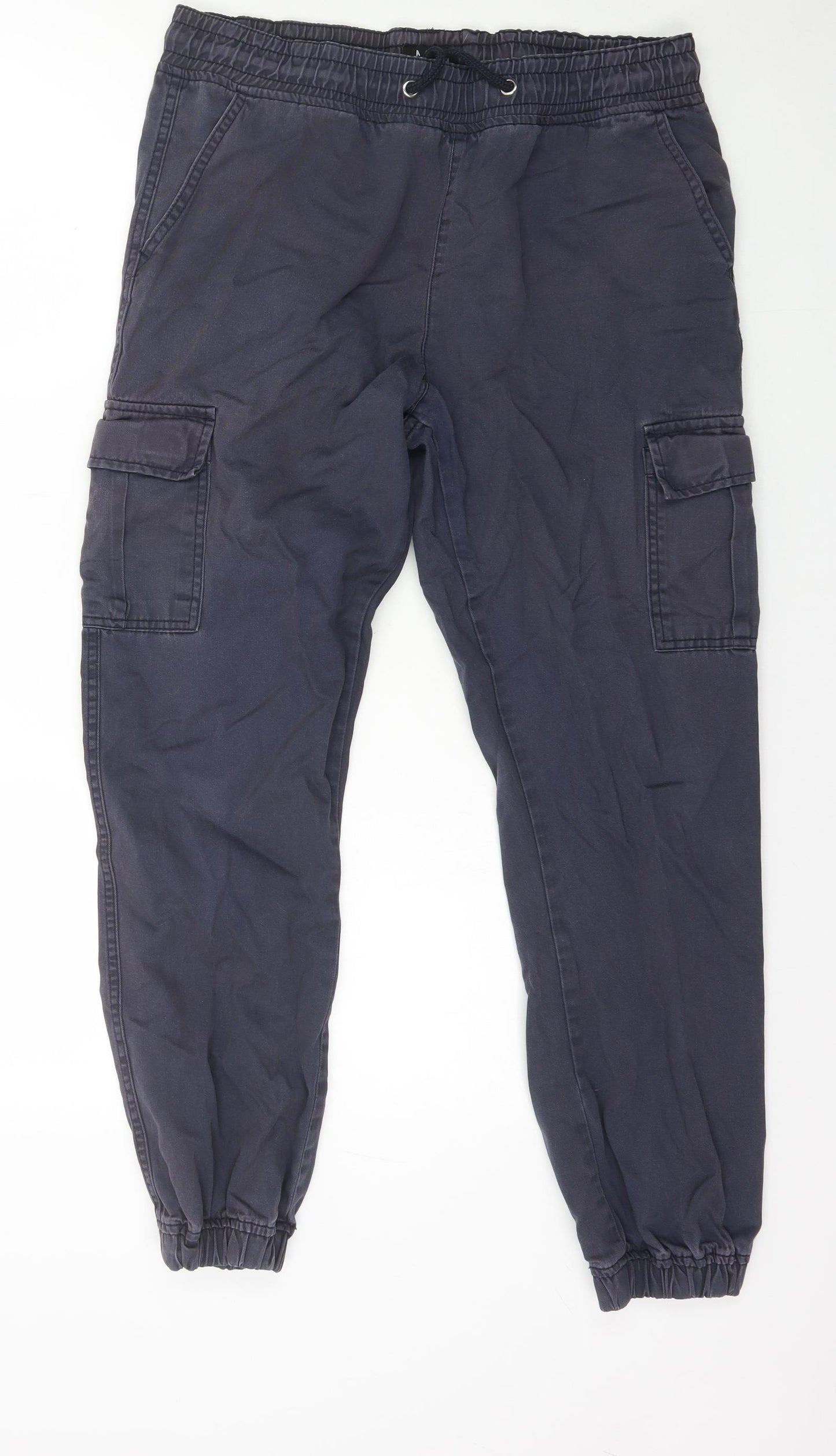 Boohoo Mens Grey Polyester Cargo Trousers Size L L27 in Regular Drawstring
