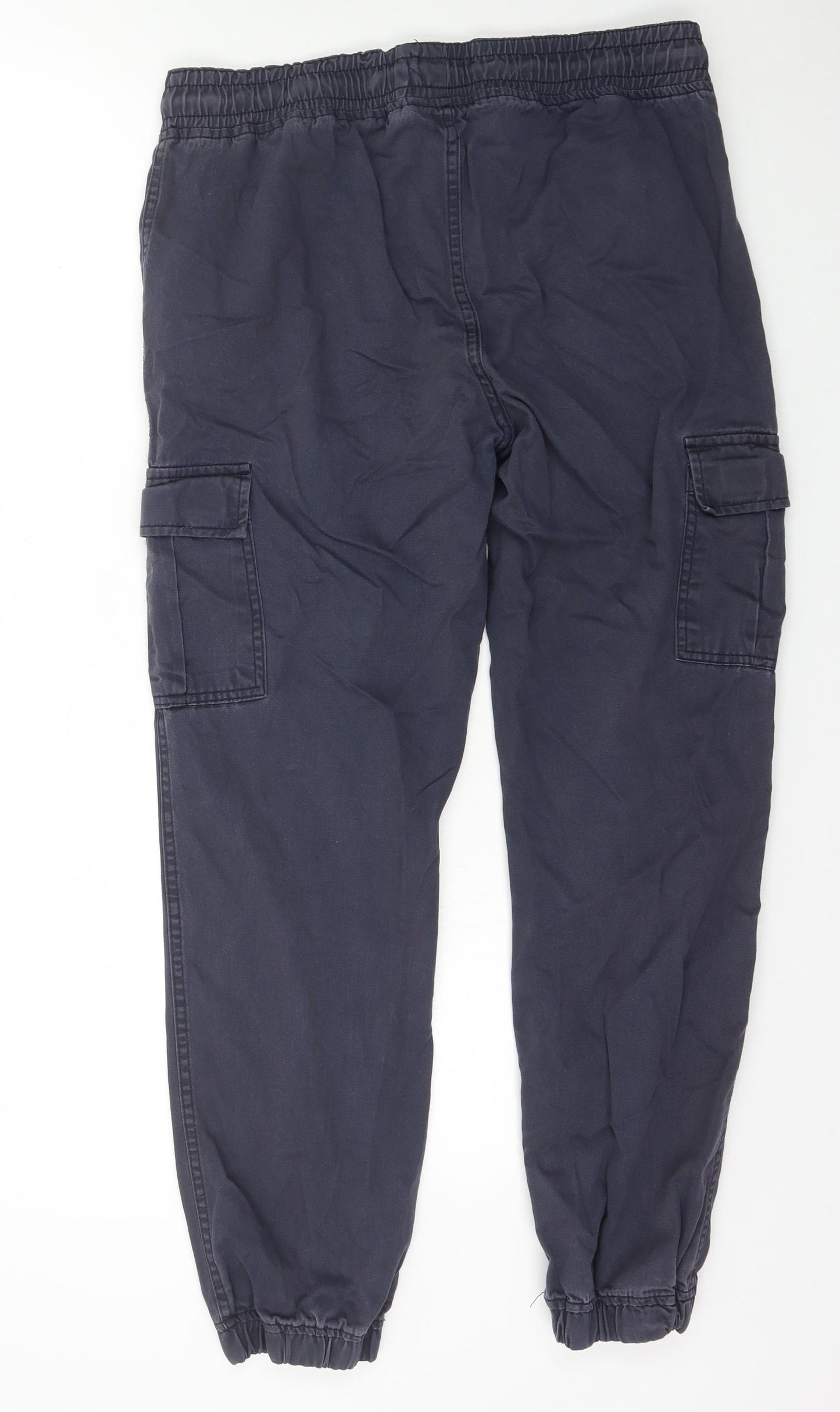 Boohoo Mens Grey Polyester Cargo Trousers Size L L27 in Regular Drawstring