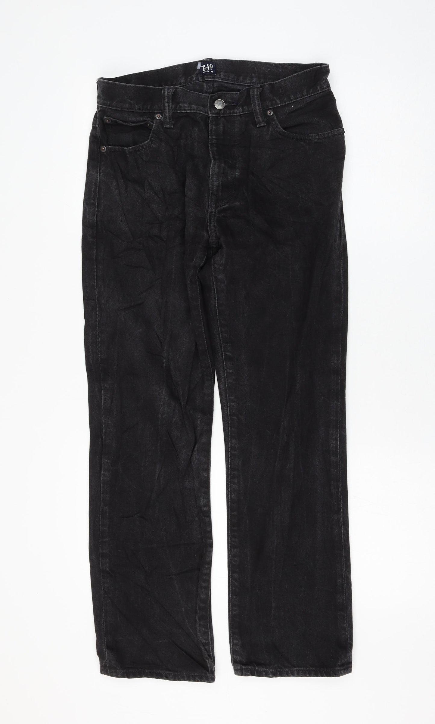 Gap Womens Black Cotton Straight Jeans Size 28 in L28 in Regular Zip