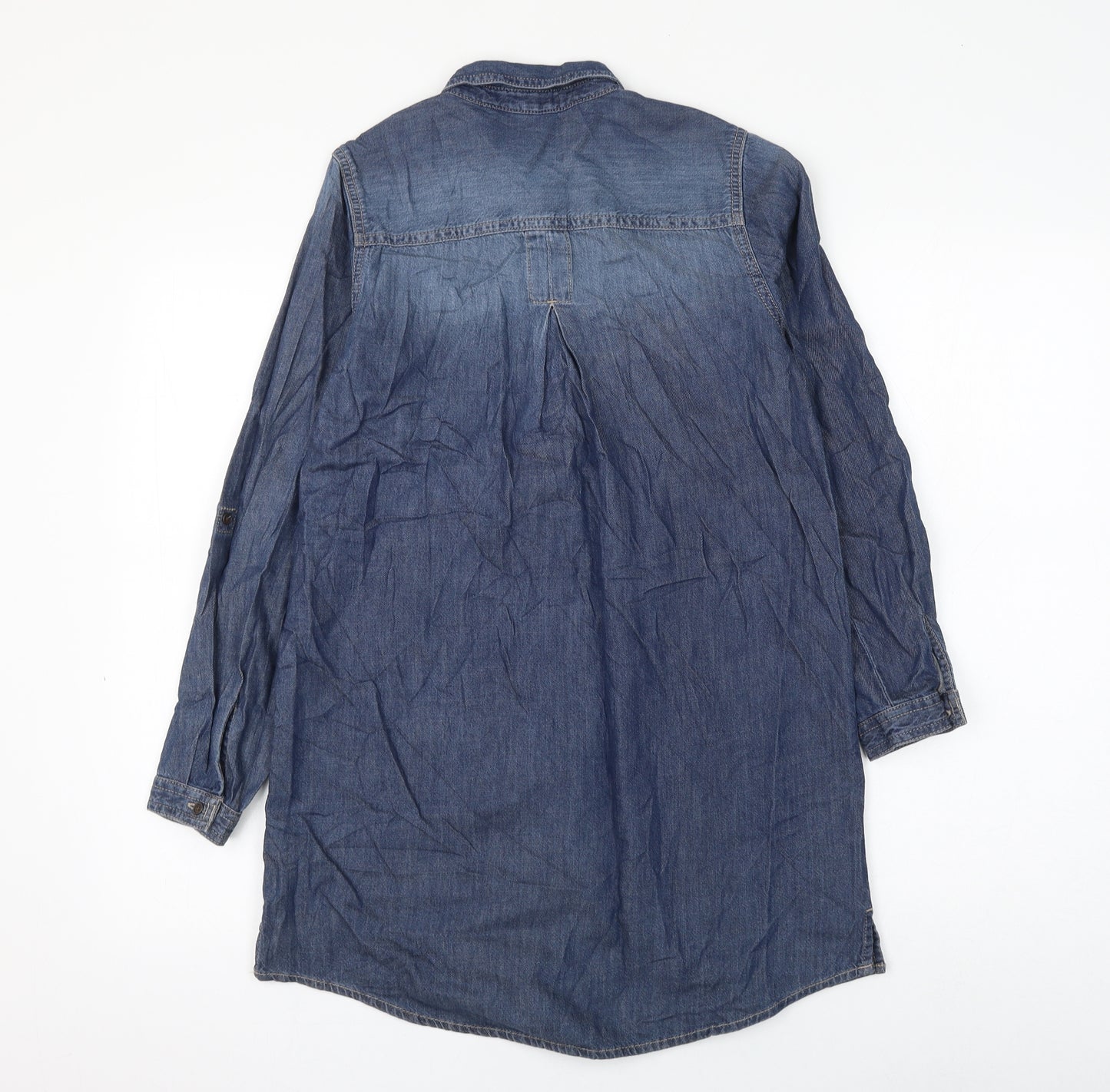 NEXT Girls Blue Cotton Basic Button-Up Size 12 Years Collared Button