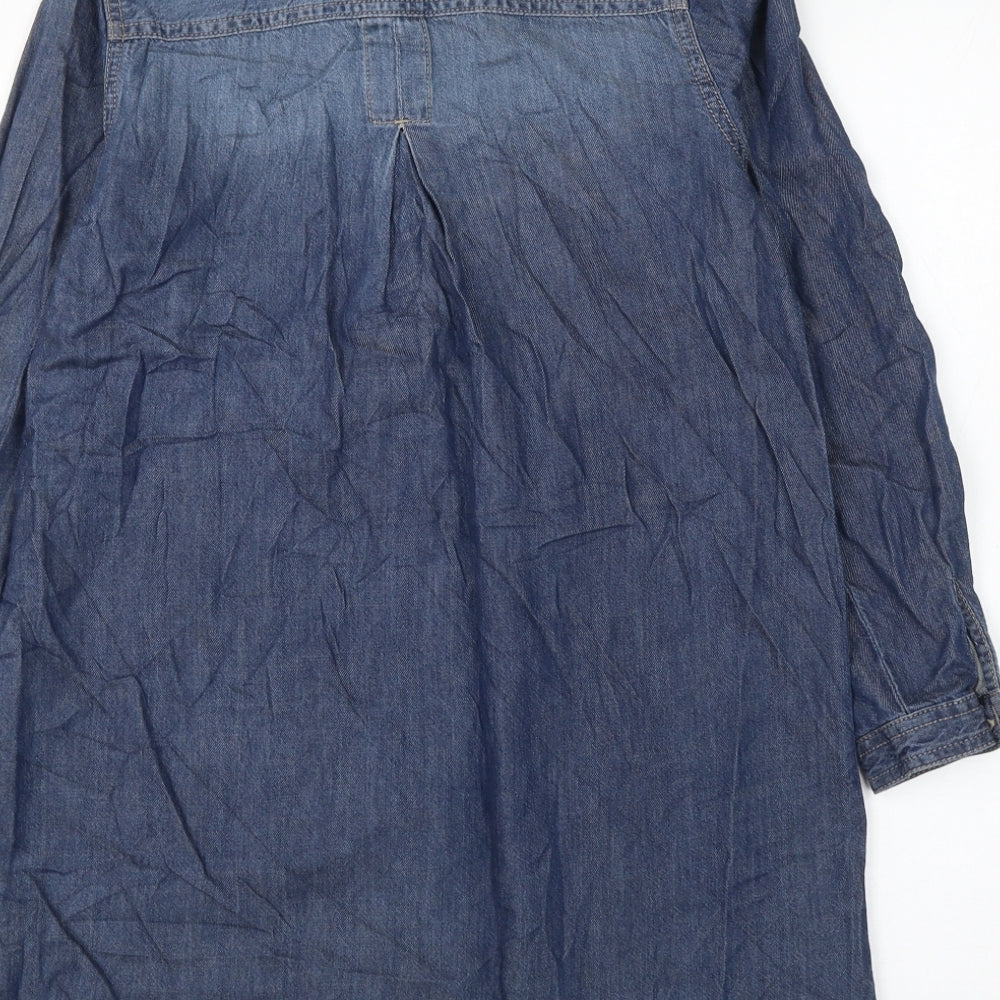 NEXT Girls Blue Cotton Basic Button-Up Size 12 Years Collared Button