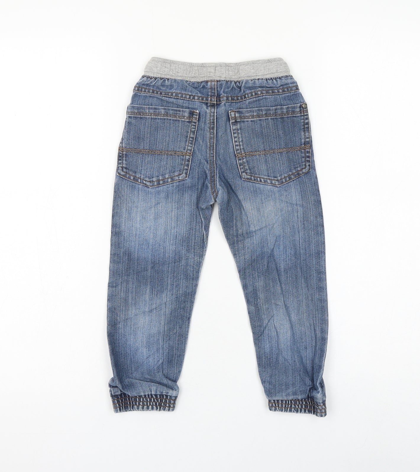 Matalan Boys Blue Cotton Tapered Jeans Size 3-4 Years Regular Drawstring