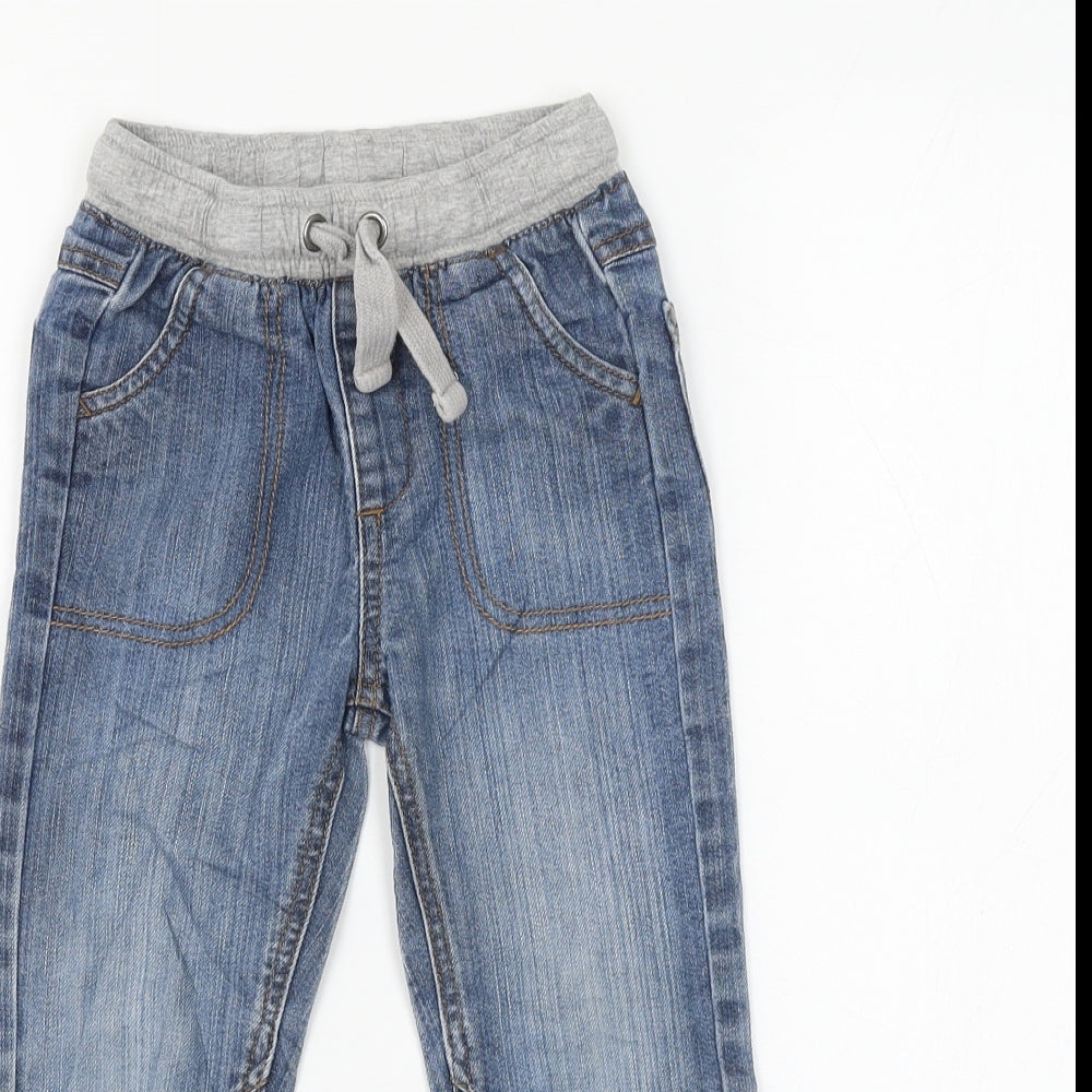 Matalan Boys Blue Cotton Tapered Jeans Size 3-4 Years Regular Drawstring