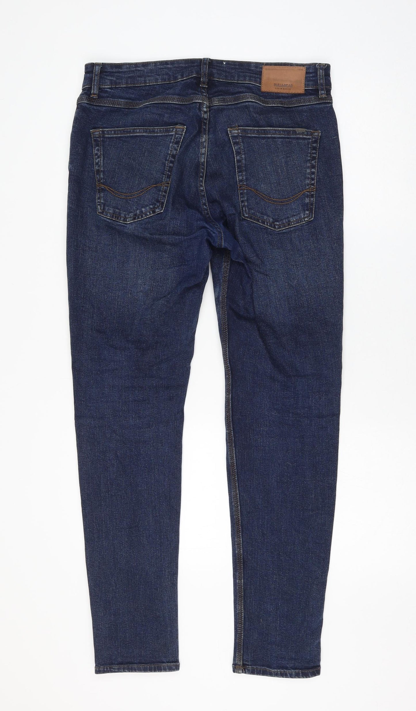 Pull&Bear Womens Blue Cotton Straight Jeans Size 14 L30 in Regular Zip