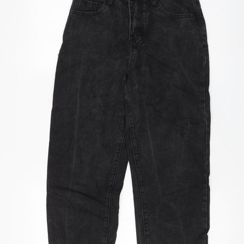 Preworn Womens Black Polyester Mom Jeans Size 8 L23 in Regular Zip
