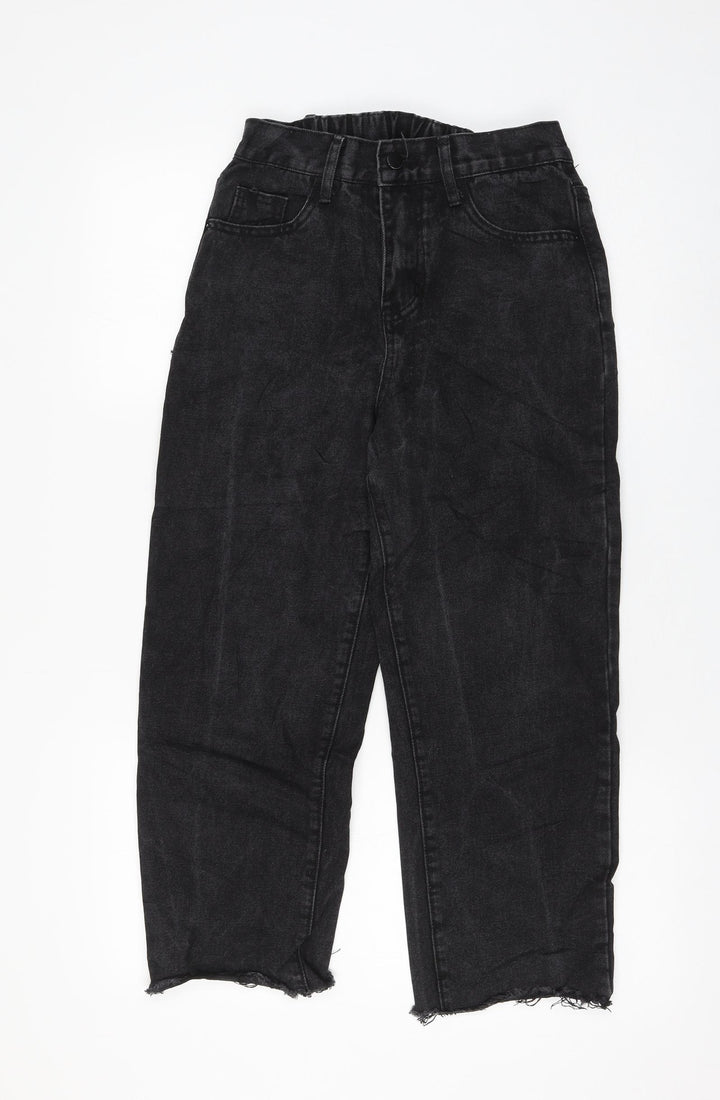 Preworn Womens Black Polyester Mom Jeans Size 8 L23 in Regular Zip