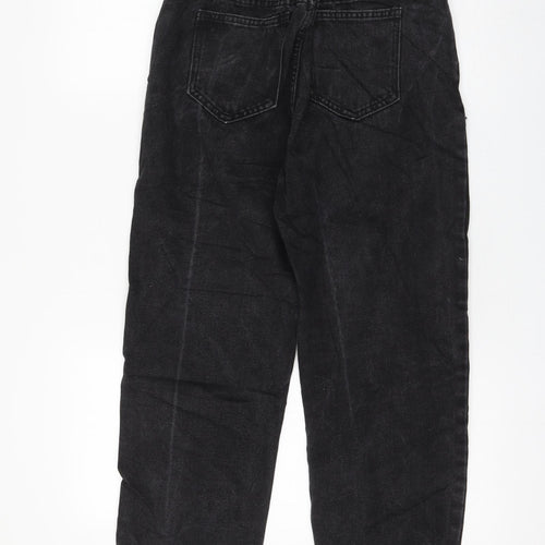 Preworn Womens Black Polyester Mom Jeans Size 8 L23 in Regular Zip