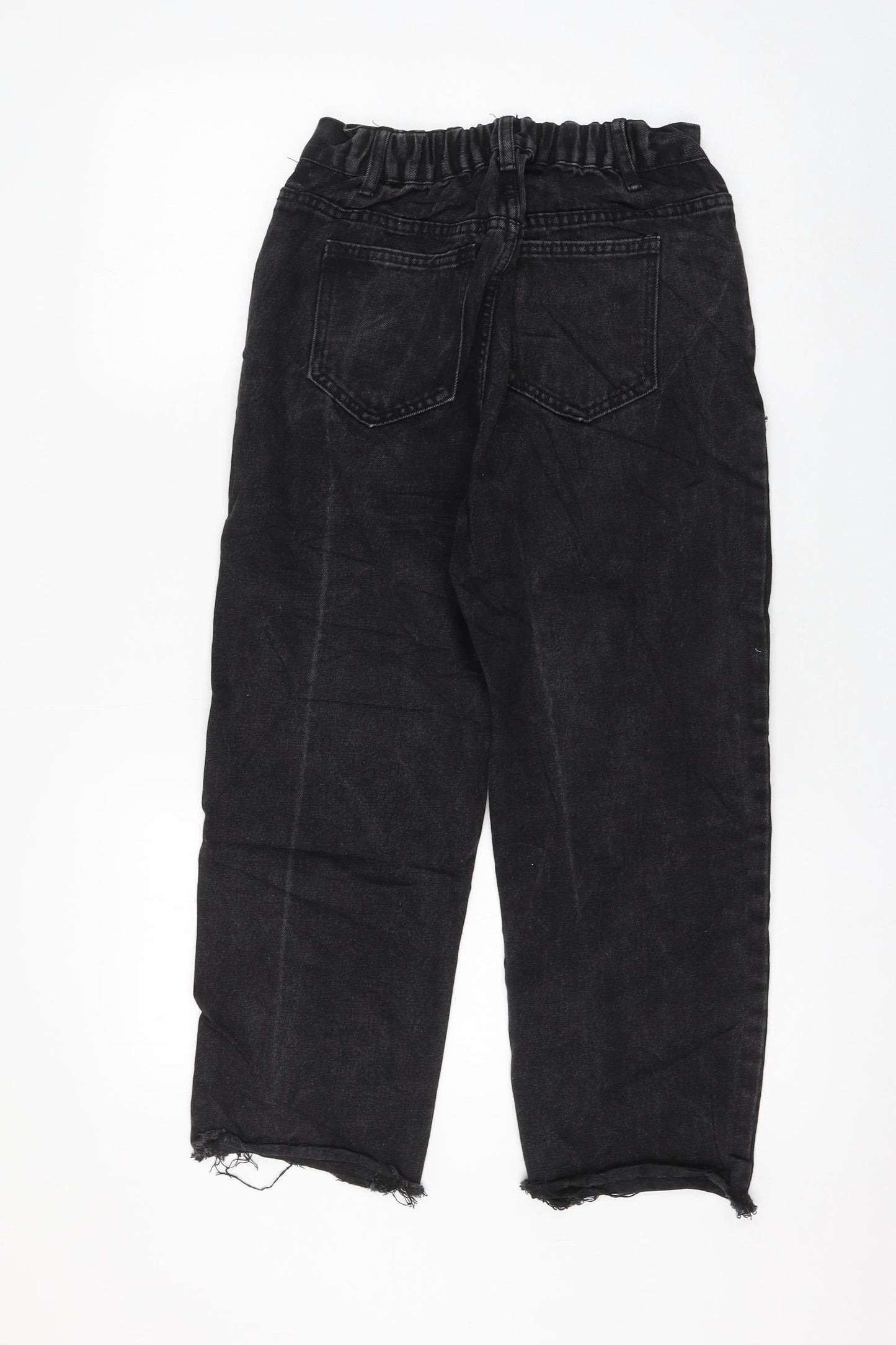 Preworn Womens Black Polyester Mom Jeans Size 8 L23 in Regular Zip