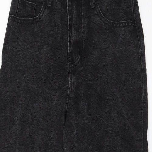 Preworn Womens Black Polyester Mom Jeans Size 8 L23 in Regular Zip