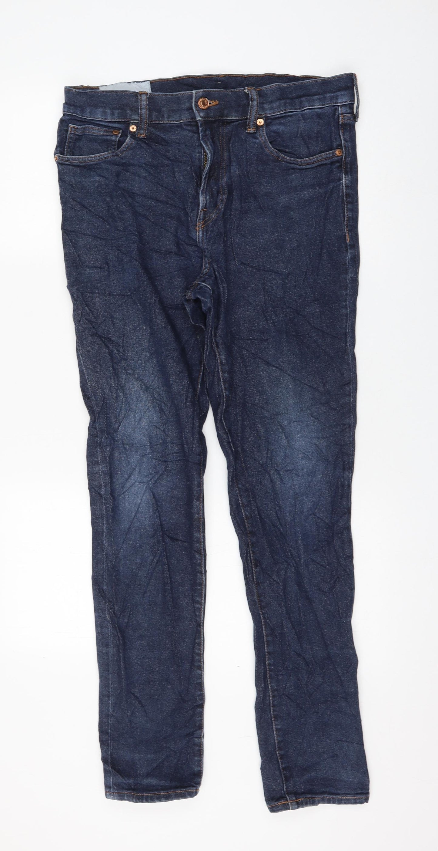 H&M Womens Blue Cotton Skinny Jeans Size 34 in L32 in Regular Zip