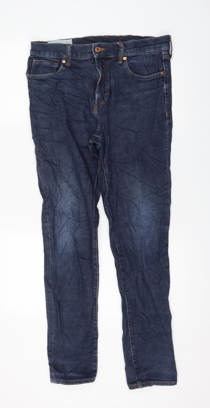 H&M Womens Blue Cotton Skinny Jeans Size 34 in L32 in Regular Zip