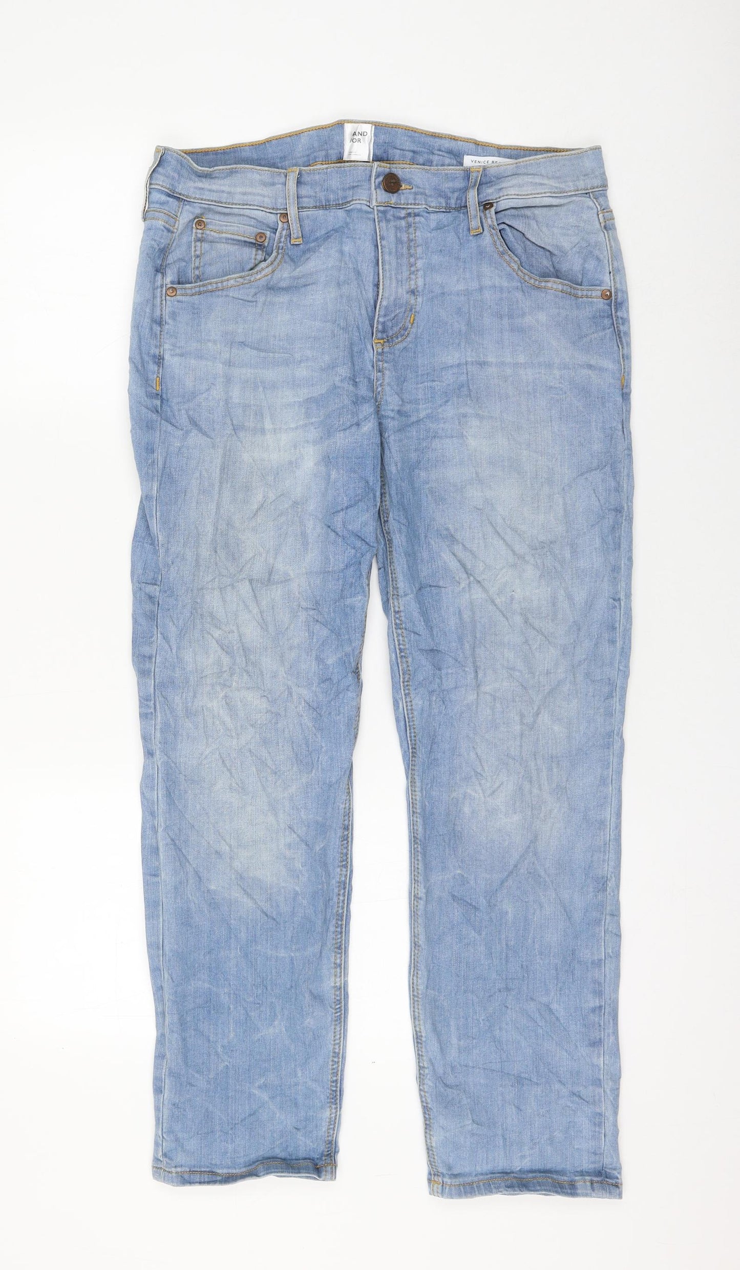And/Or Womens Blue Cotton Straight Jeans Size 32 in L27 in Regular Zip