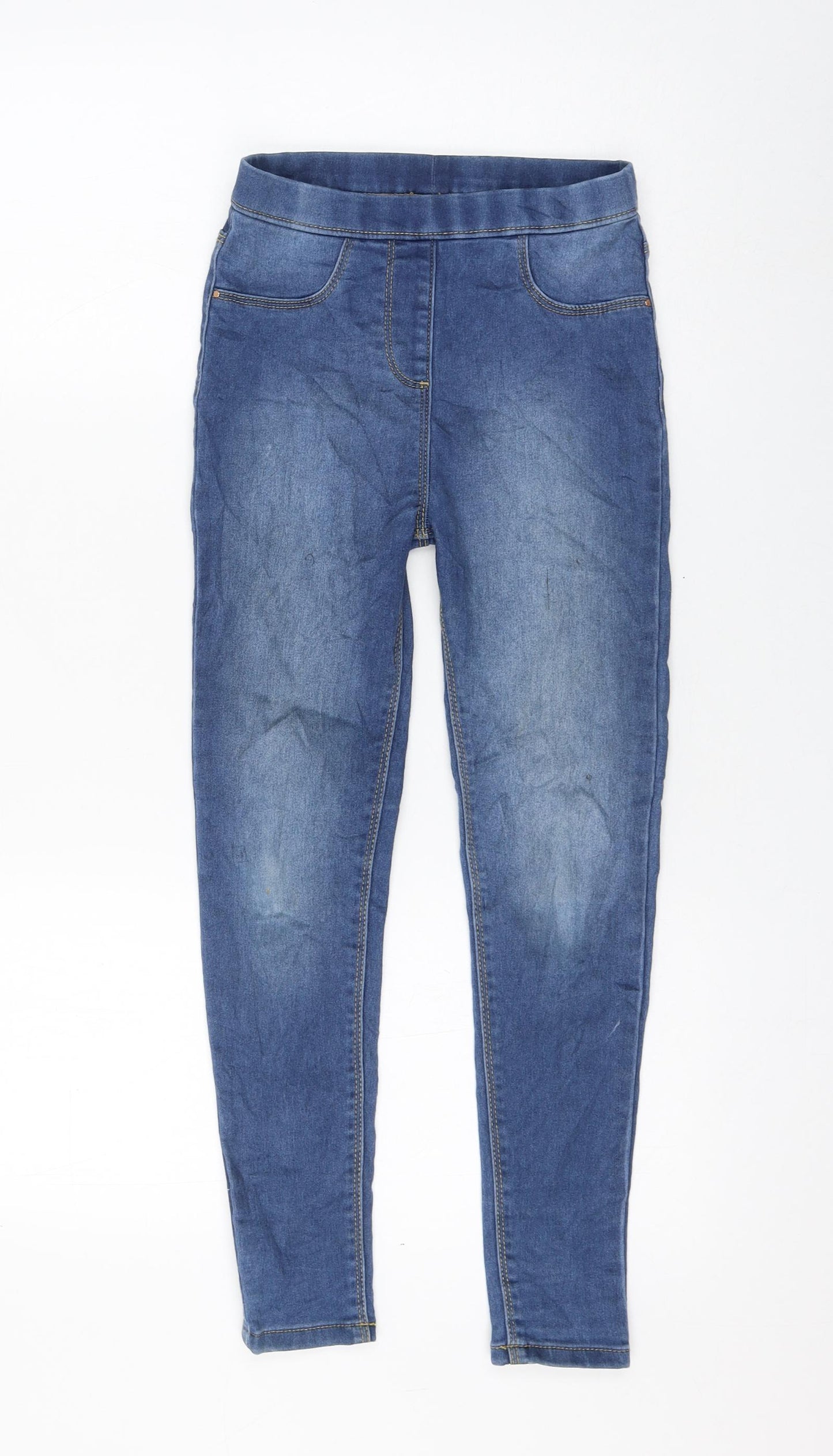 George Girls Blue Cotton Jegging Jeans Size 9-10 Years Regular Pullover