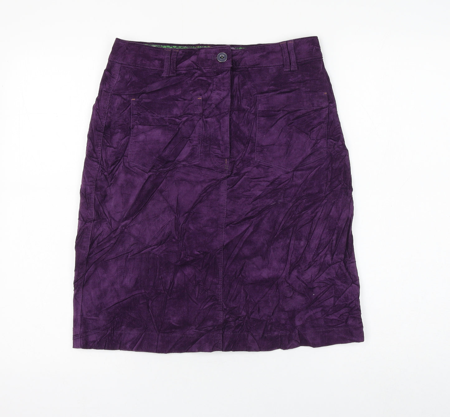 White Stuff Womens Purple Cotton A-Line Skirt Size 8 Zip