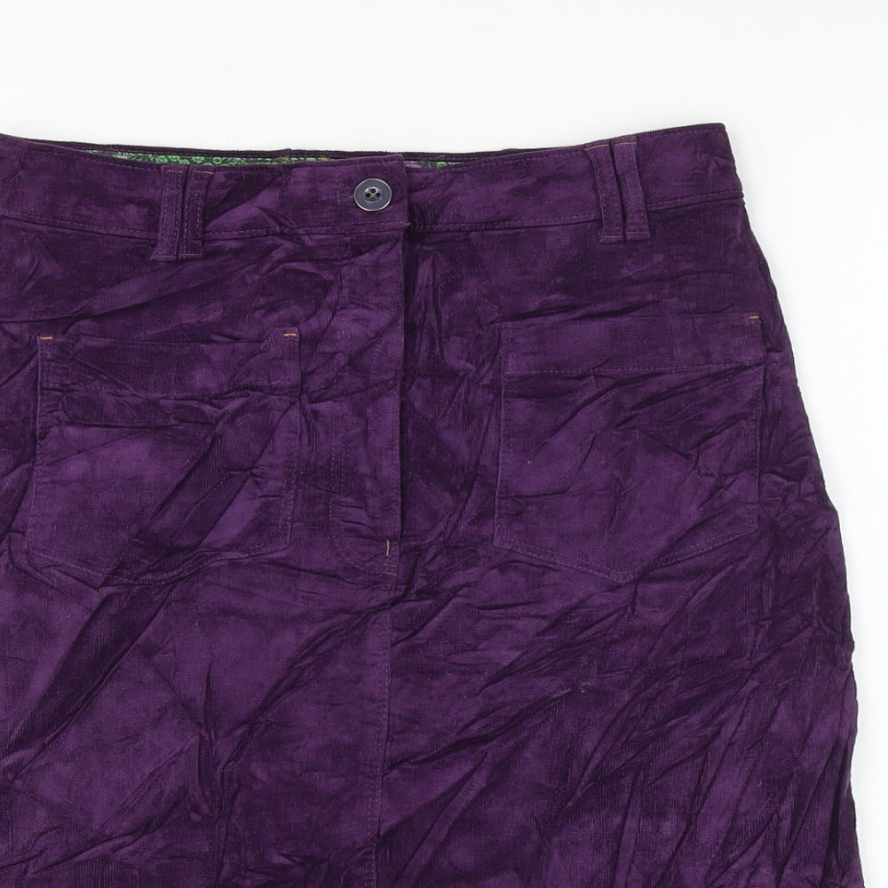 White Stuff Womens Purple Cotton A-Line Skirt Size 8 Zip