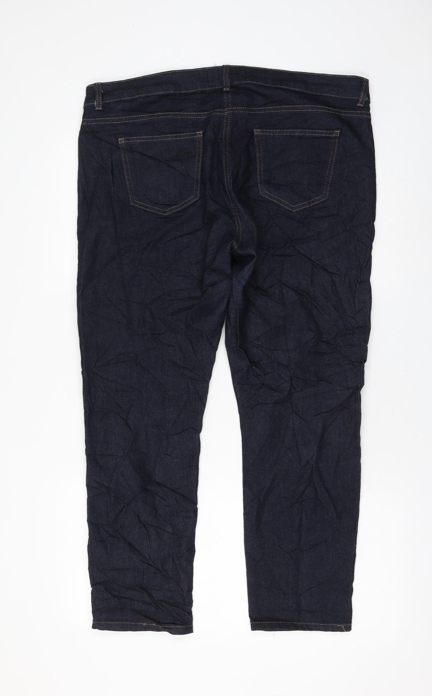 Wallis Womens Blue Cotton Straight Jeans Size 16 L26 in Regular Zip