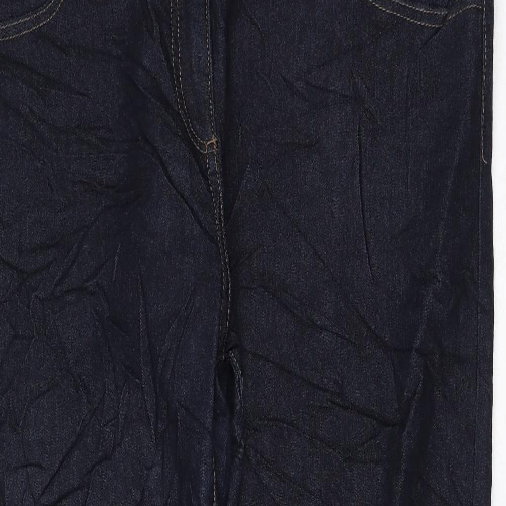 Wallis Womens Blue Cotton Straight Jeans Size 16 L26 in Regular Zip
