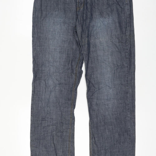 Cazero Collection Womens Blue Polyester Straight Jeans Size 34 in L30 in Regular Zip