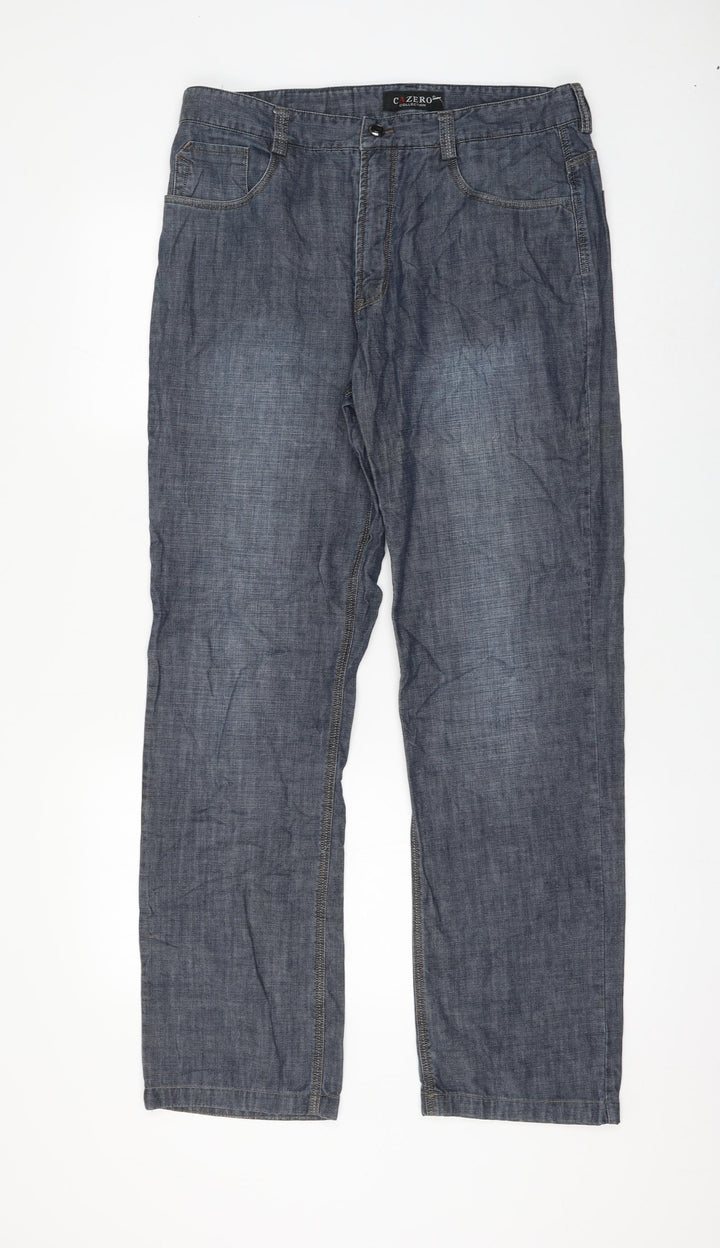 Cazero Collection Womens Blue Polyester Straight Jeans Size 34 in L30 in Regular Zip