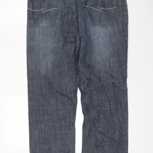 Cazero Collection Womens Blue Polyester Straight Jeans Size 34 in L30 in Regular Zip
