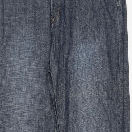 Cazero Collection Womens Blue Polyester Straight Jeans Size 34 in L30 in Regular Zip