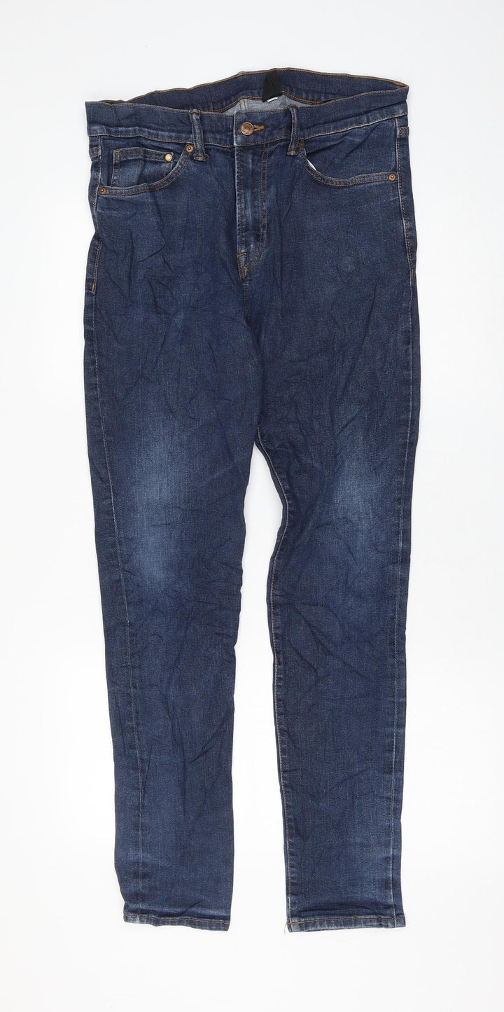 H&M Womens Blue Cotton Skinny Jeans Size 34 in L30 in Regular Zip