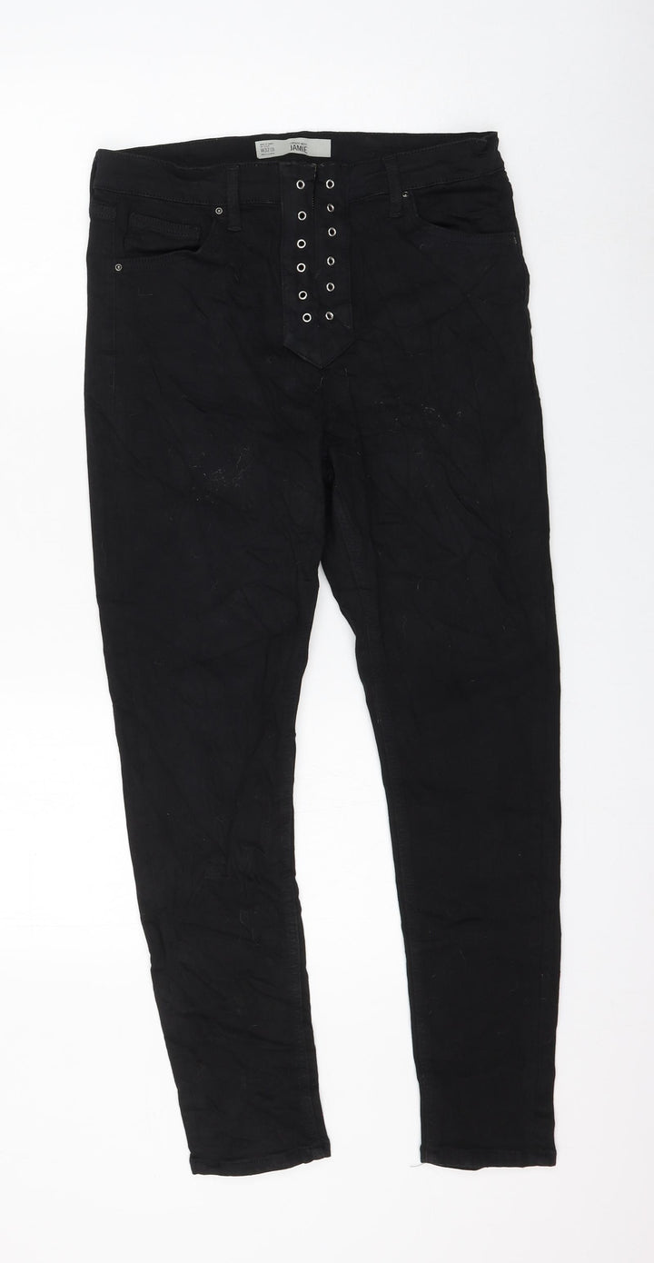 Topshop Womens Black Cotton Skinny Jeans Size 32 in L20.5 in Regular Zip