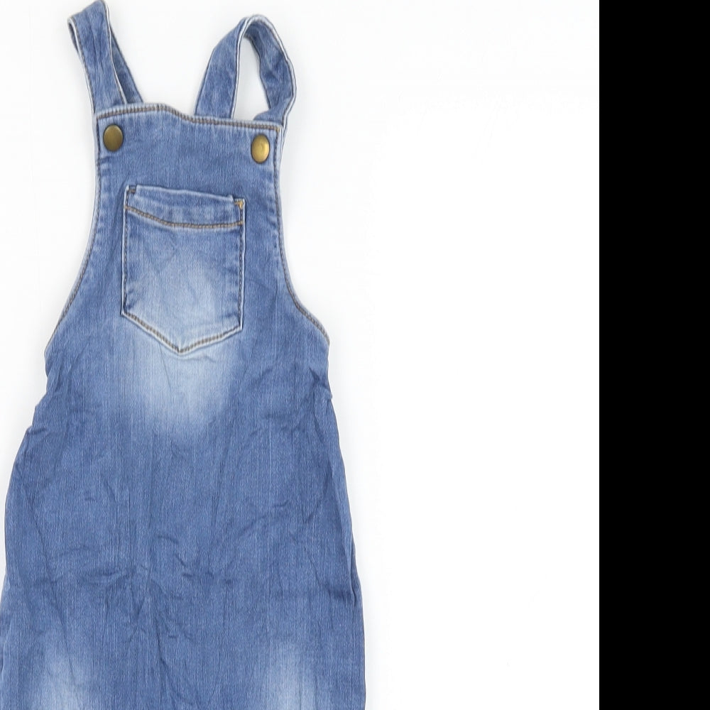 TU Girls Blue Cotton Dungaree One-Piece Size 12-18 Months Button