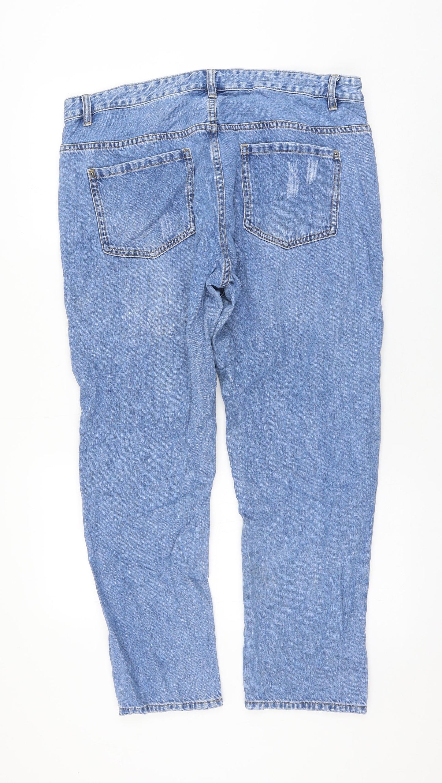 Hush Womens Blue Cotton Straight Jeans Size 16 L27 in Regular Zip