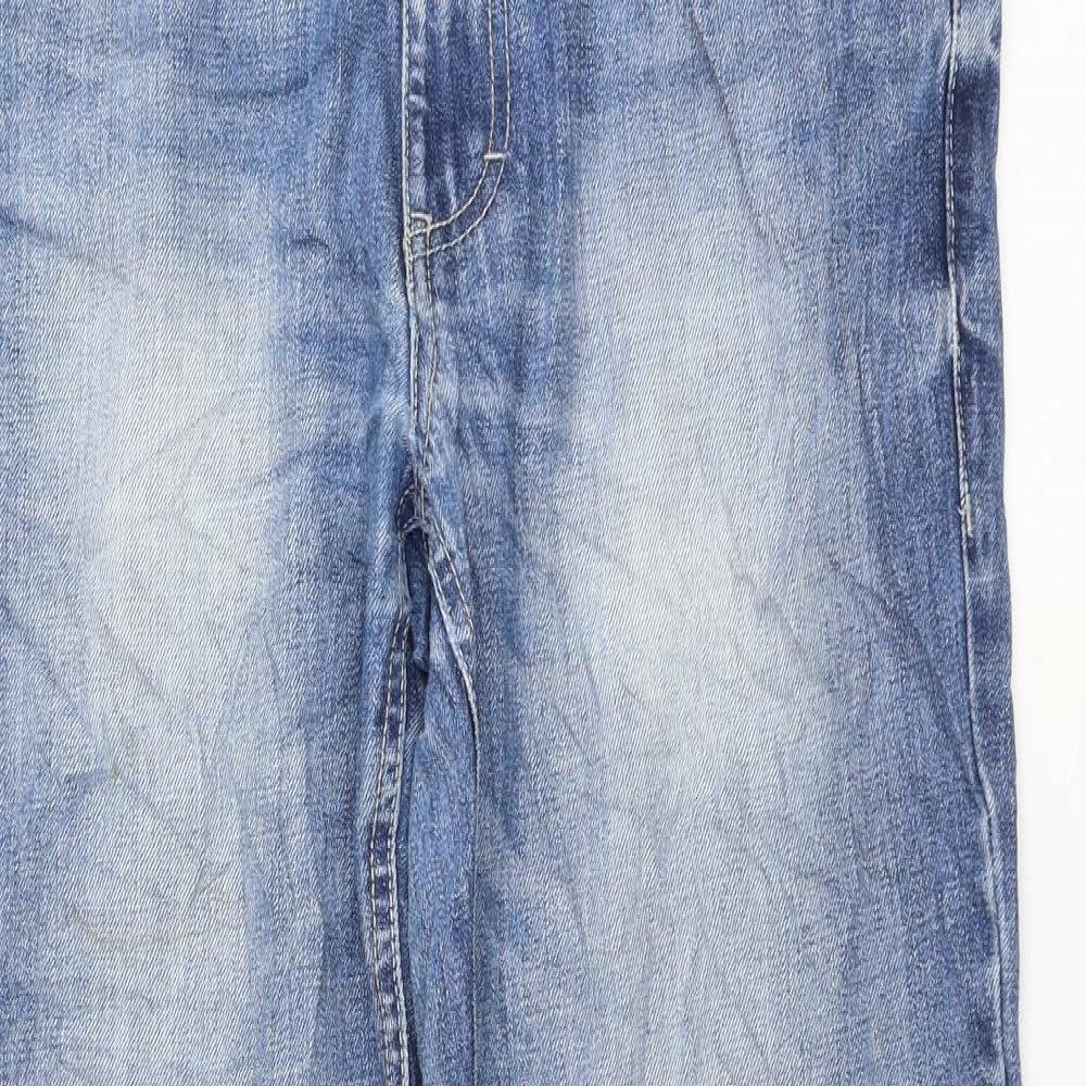 F&F Mens Blue Polyester Straight Jeans Size 32 in L32 in Regular Zip