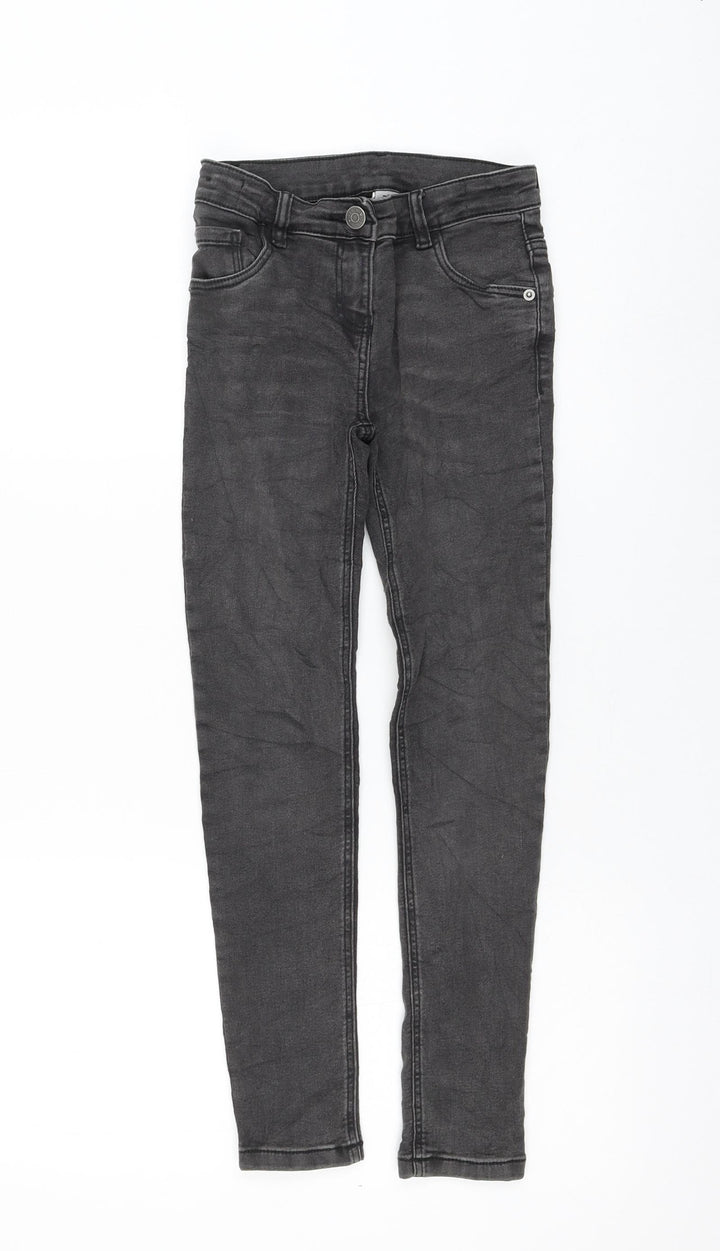 TU Girls Black Cotton Skinny Jeans Size 9 Months Regular Zip