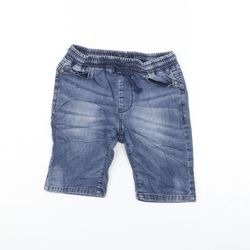 NEXT Girls Blue Cotton Bermuda Shorts Size 7 Years Regular Drawstring