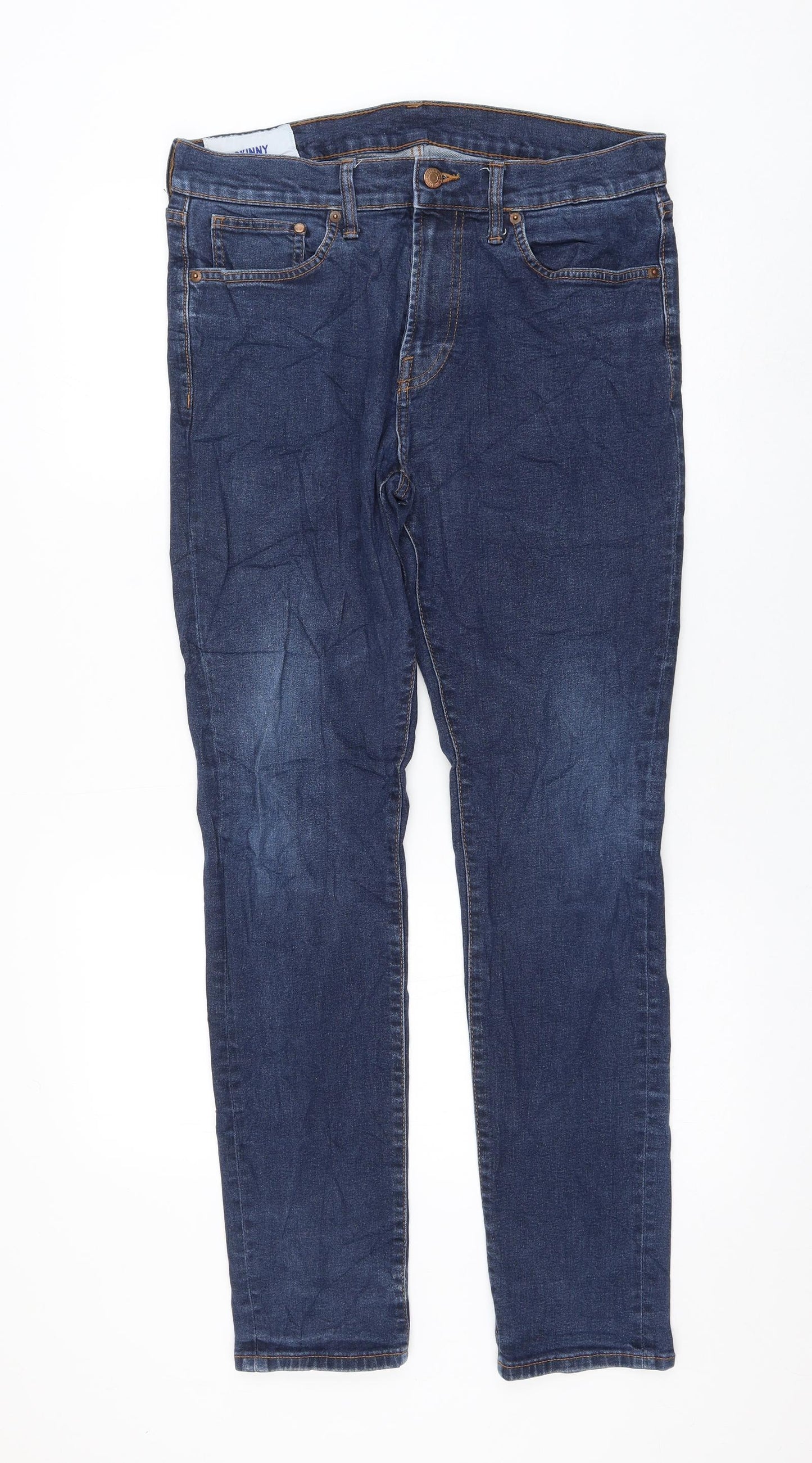 H&M Womens Blue Cotton Straight Jeans Size 34 in L32 in Regular Zip