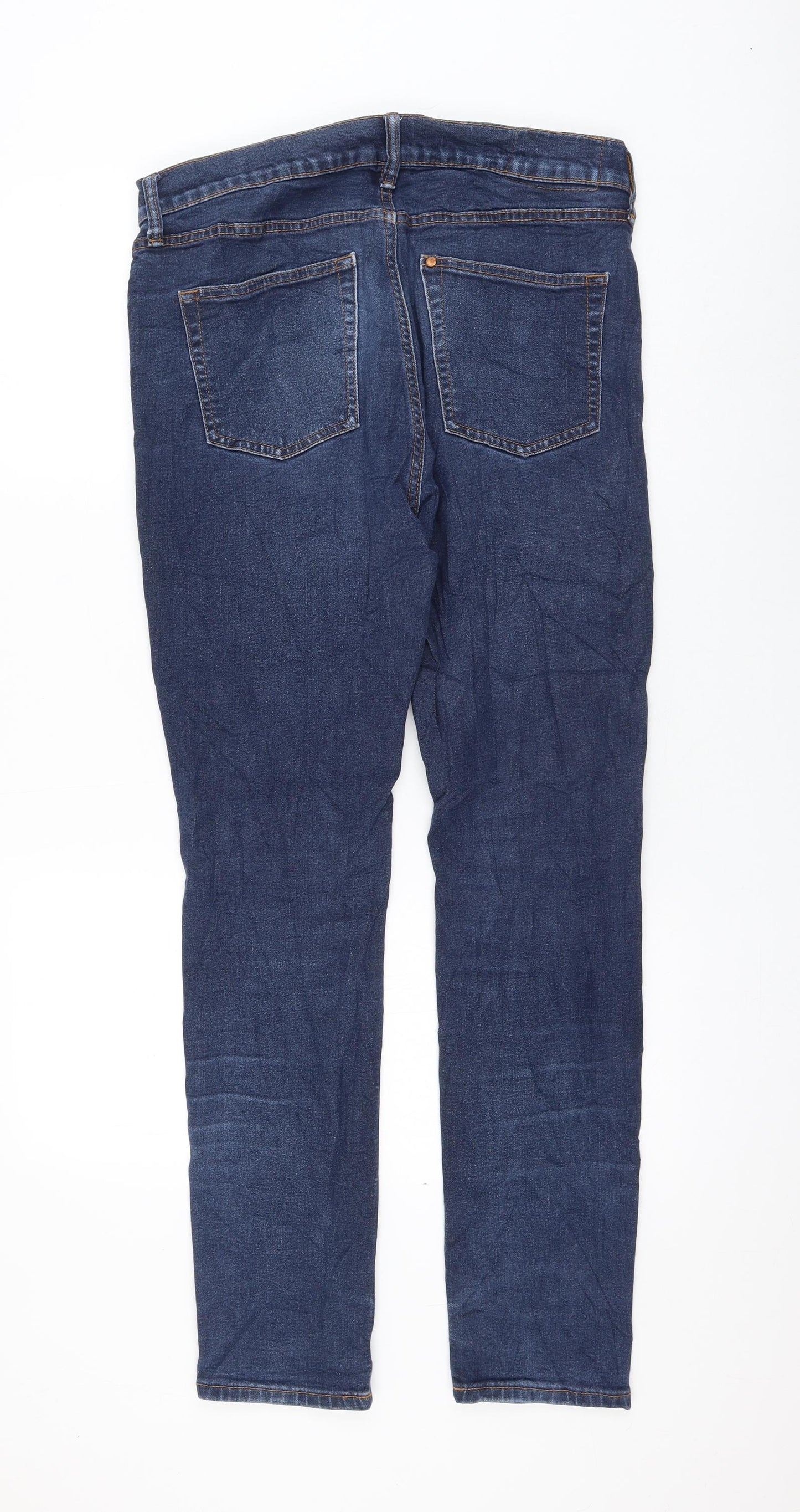 H&M Womens Blue Cotton Straight Jeans Size 34 in L32 in Regular Zip