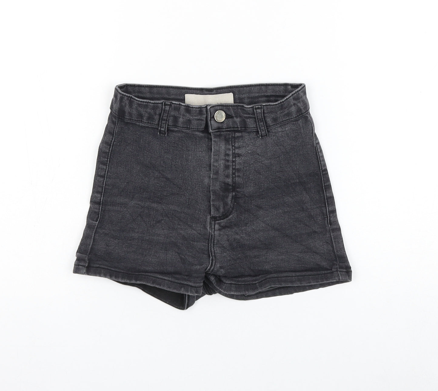 Topshop Womens Grey Cotton Hot Pants Shorts Size 8 L3 in Regular Zip