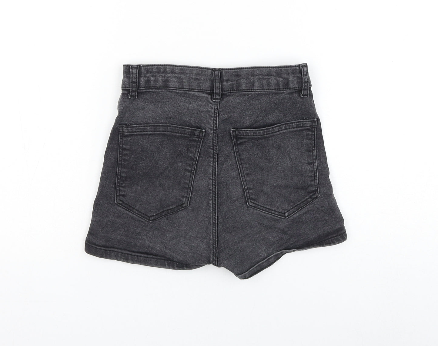 Topshop Womens Grey Cotton Hot Pants Shorts Size 8 L3 in Regular Zip