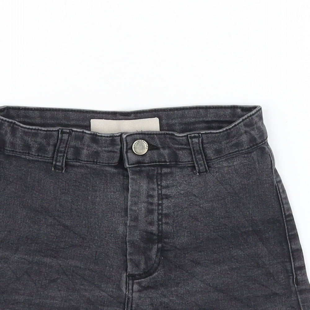 Topshop Womens Grey Cotton Hot Pants Shorts Size 8 L3 in Regular Zip