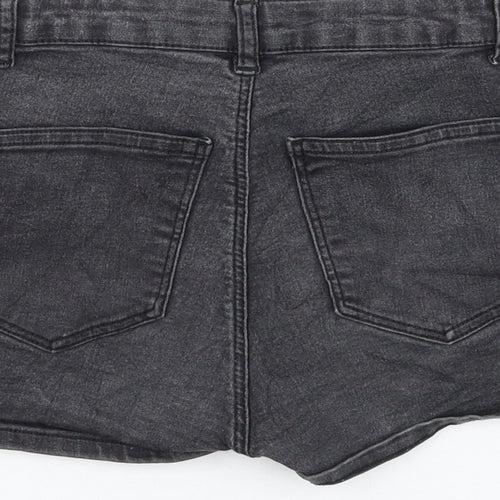 Topshop Womens Grey Cotton Hot Pants Shorts Size 8 L3 in Regular Zip